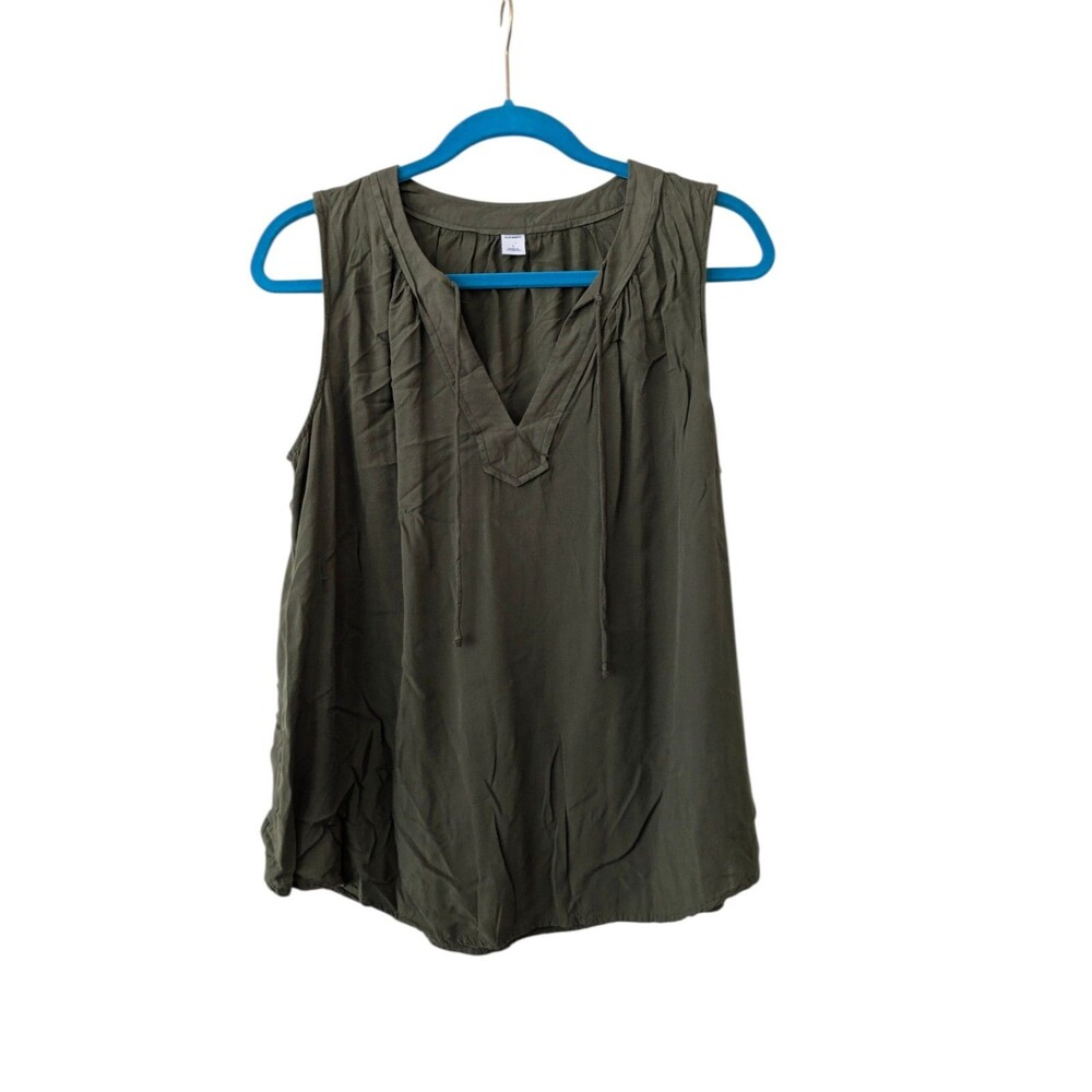 Old Navy olive green sleeveless vneck tie top L